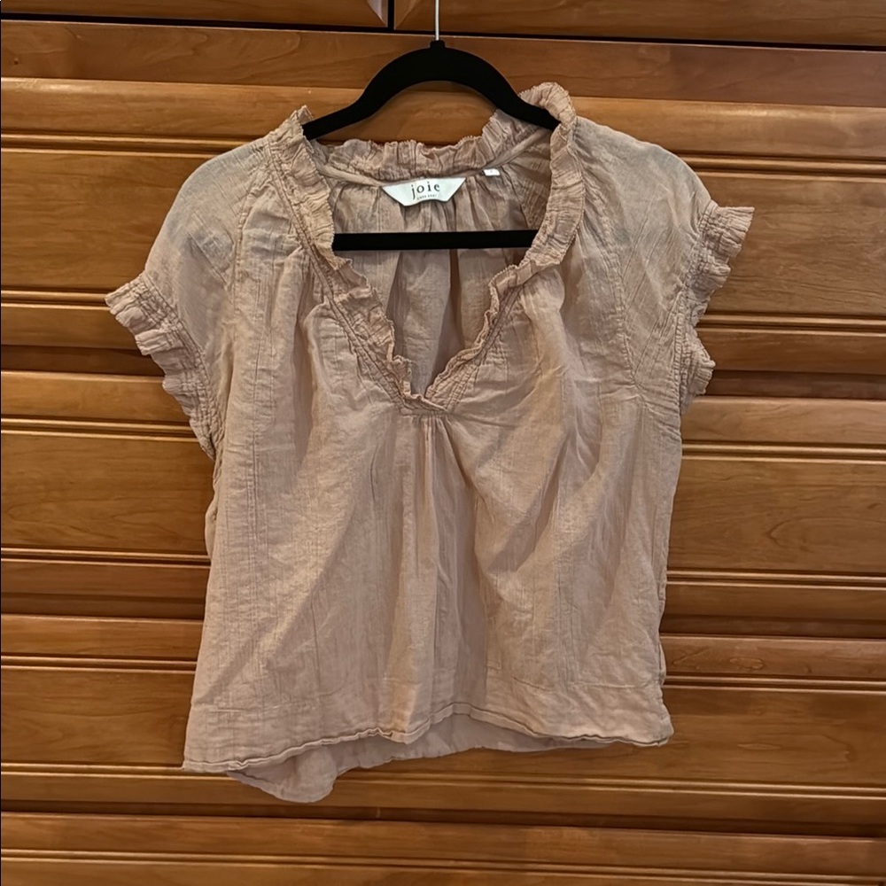 Joie Pink Ruffled Blouse Relaxed Fit
